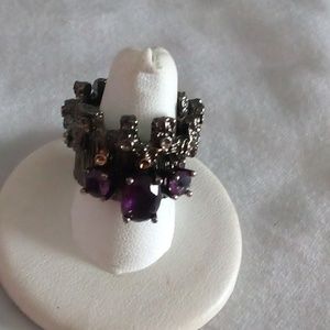 Natural amethyst crown cocktail ring Size 7 💜